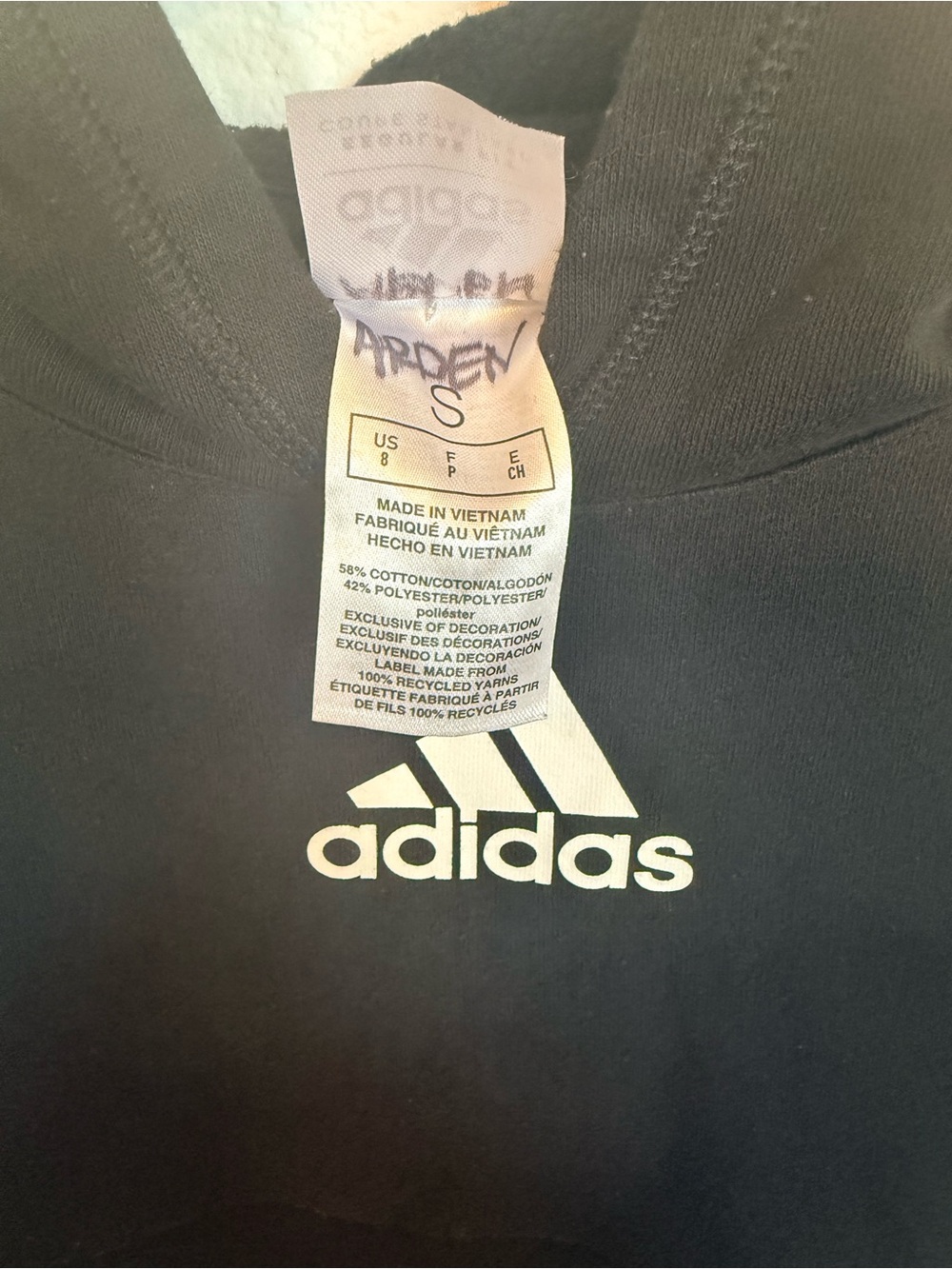 adidas Black & Gray Hoodie with White Logo - Picture 3 of 5